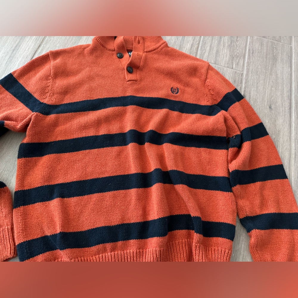Chaps Orange and Black Sweater with quarter button down
